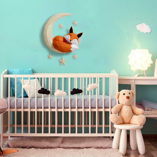 Hilal Ay ve Uyuyan Şirin Tilki 3D Papercraft Maket