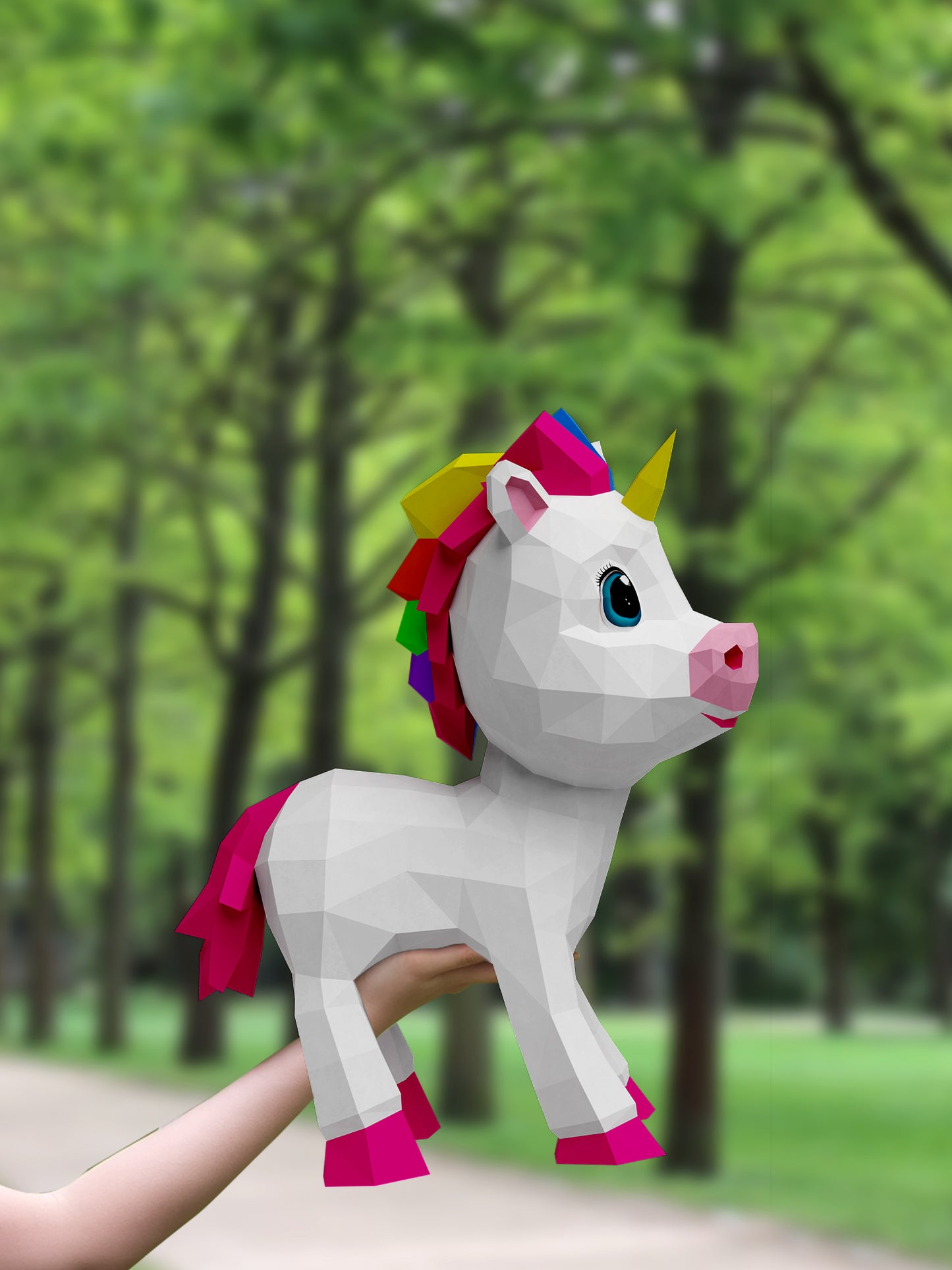 3d Papercraft Şirin Unicorn Maketi, Kendin Yap Origami dekorasyon