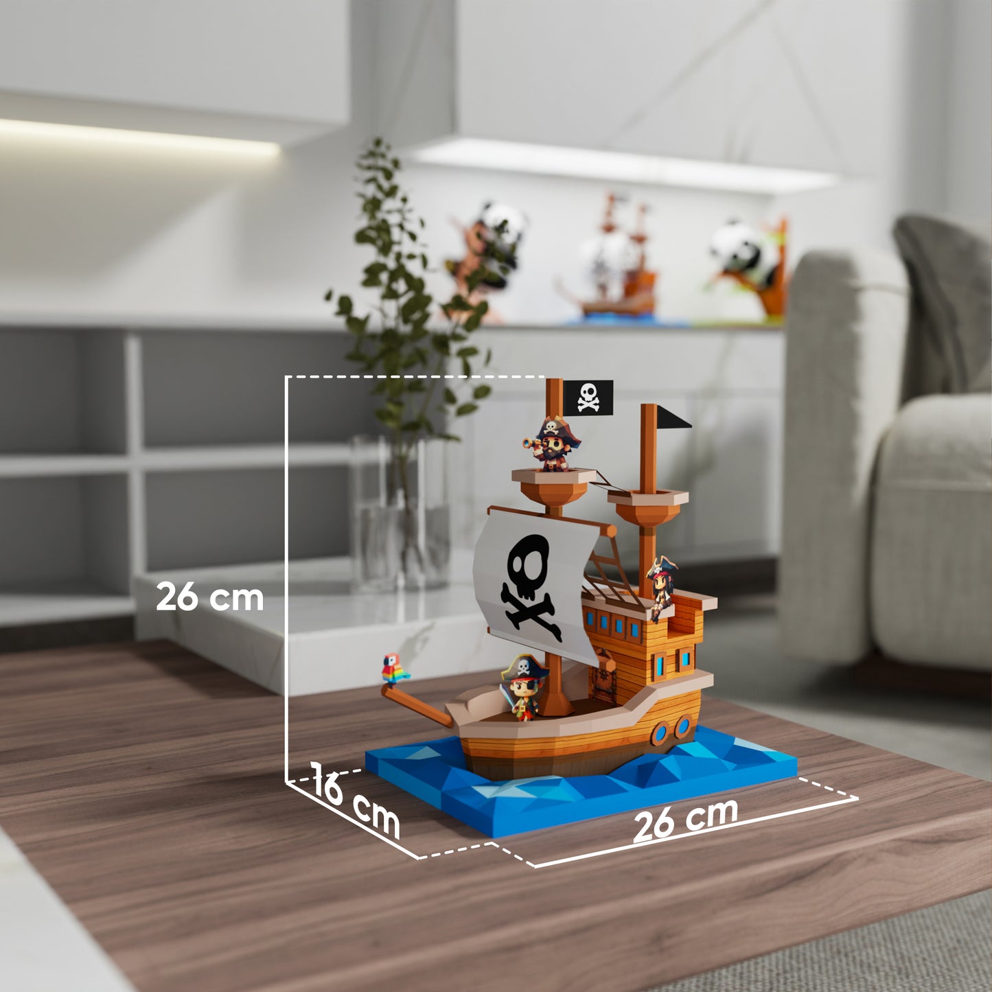 Korsan Gemisi ve Mürettebatı 3D Papercraft Puzzle - El Yapımı Kağıt Model Kit