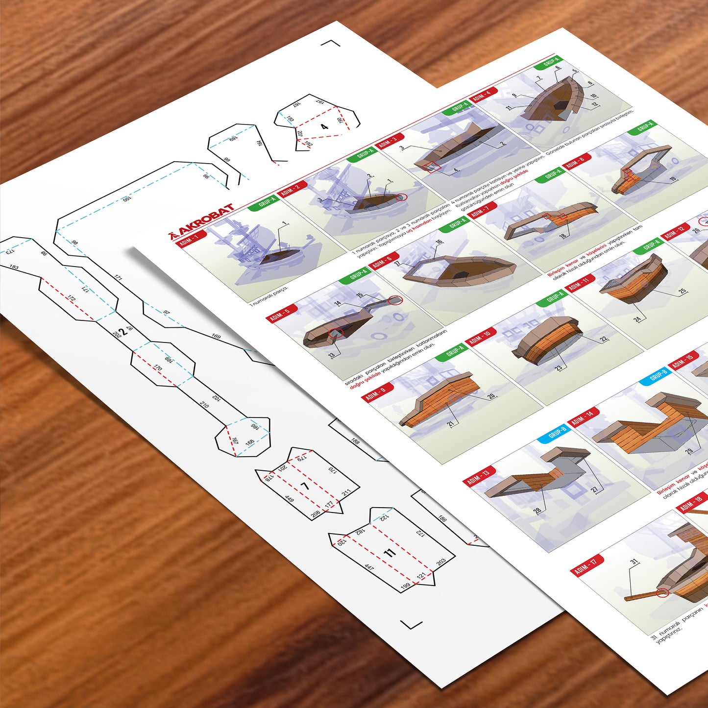 Korsan Gemisi ve Mürettebatı 3D Papercraft Puzzle - El Yapımı Kağıt Model Kit