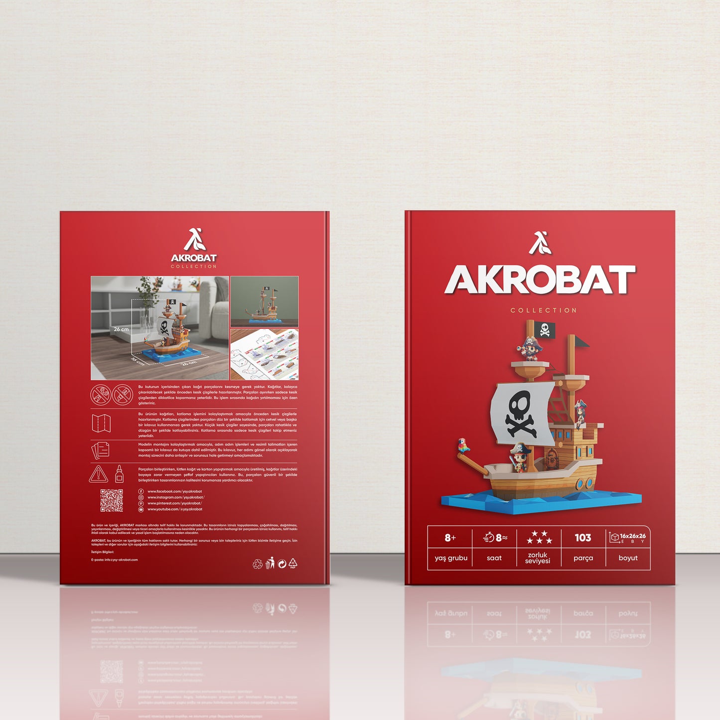 Korsan Gemisi ve Mürettebatı 3D Papercraft Puzzle - El Yapımı Kağıt Model Kit