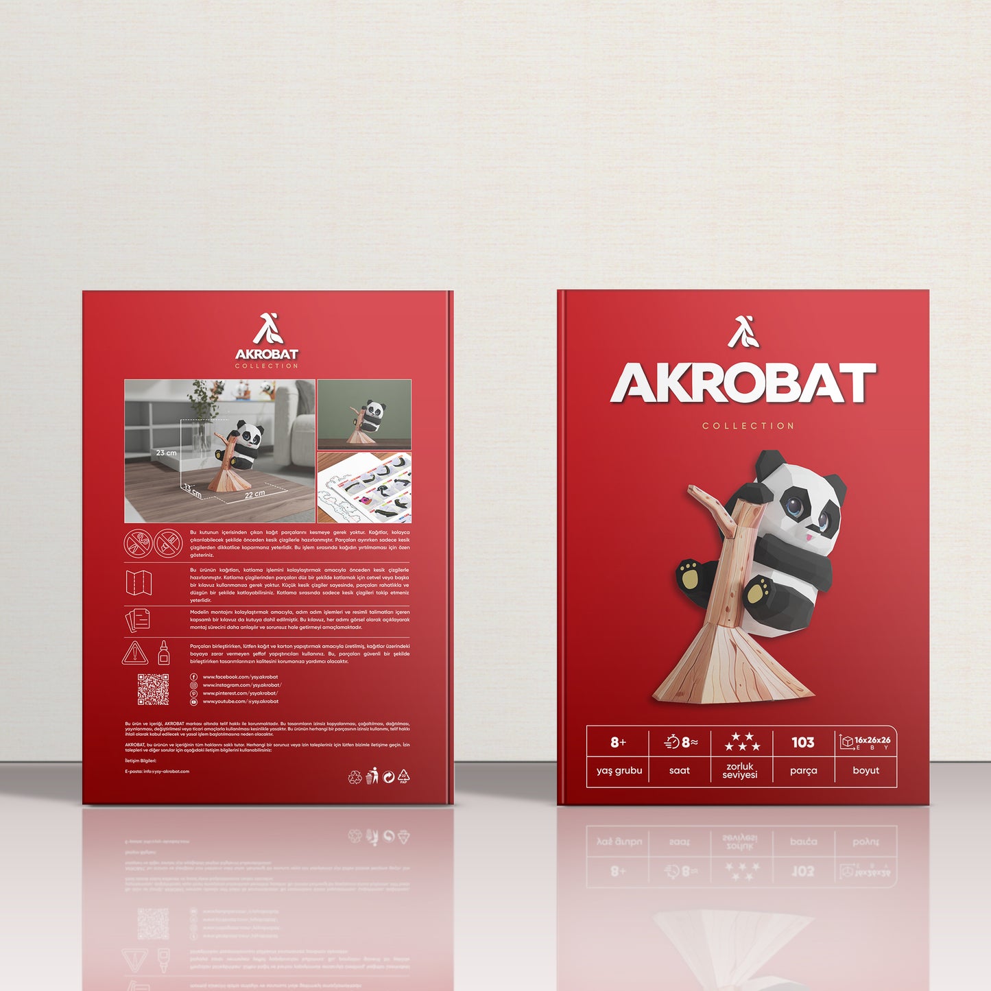 Şirin Panda 3D Papercraft Puzzle - El Yapımı Kağıt Model Kit
