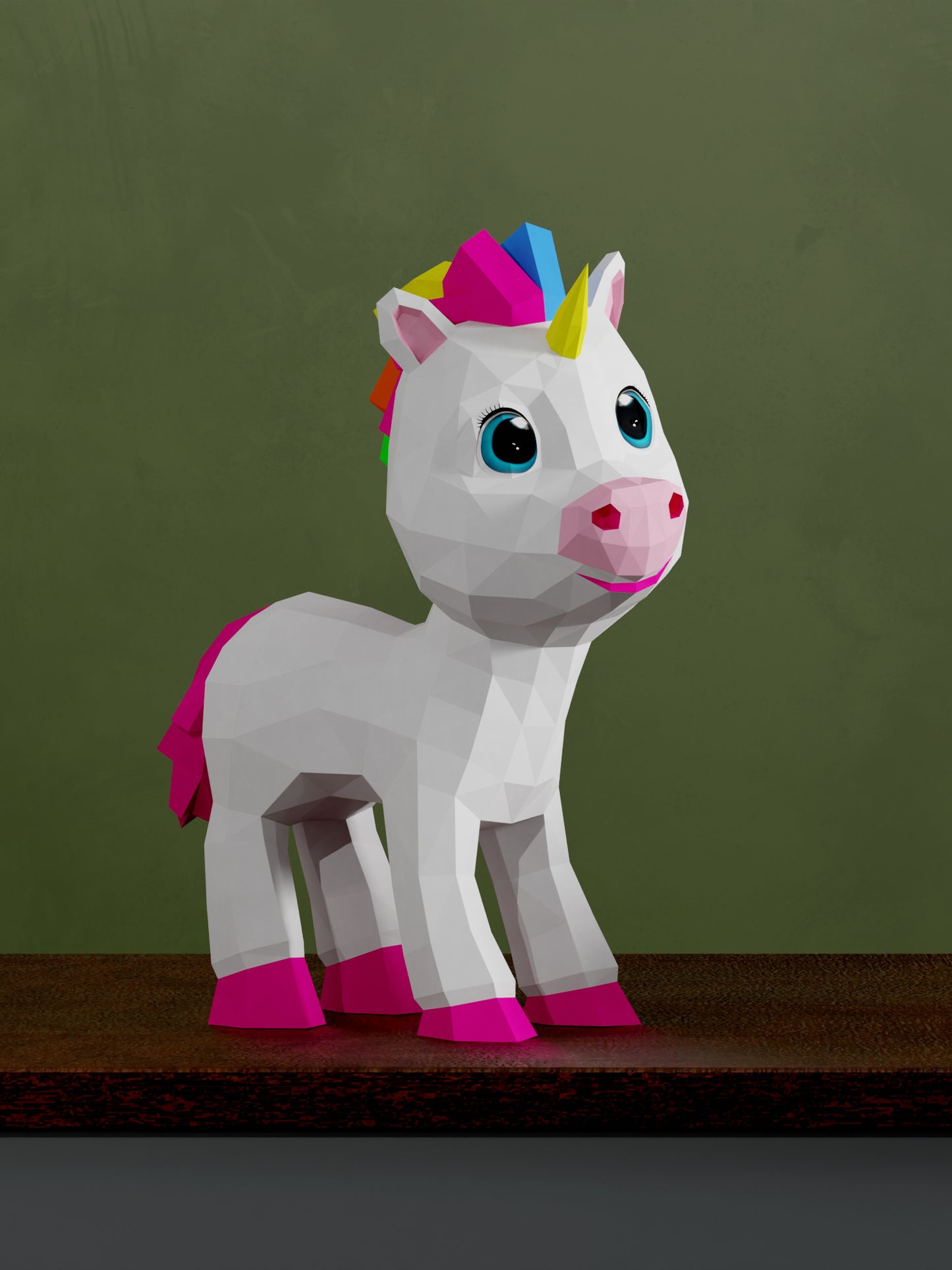 3d Papercraft Şirin Unicorn Maketi, Kendin Yap Origami dekorasyon