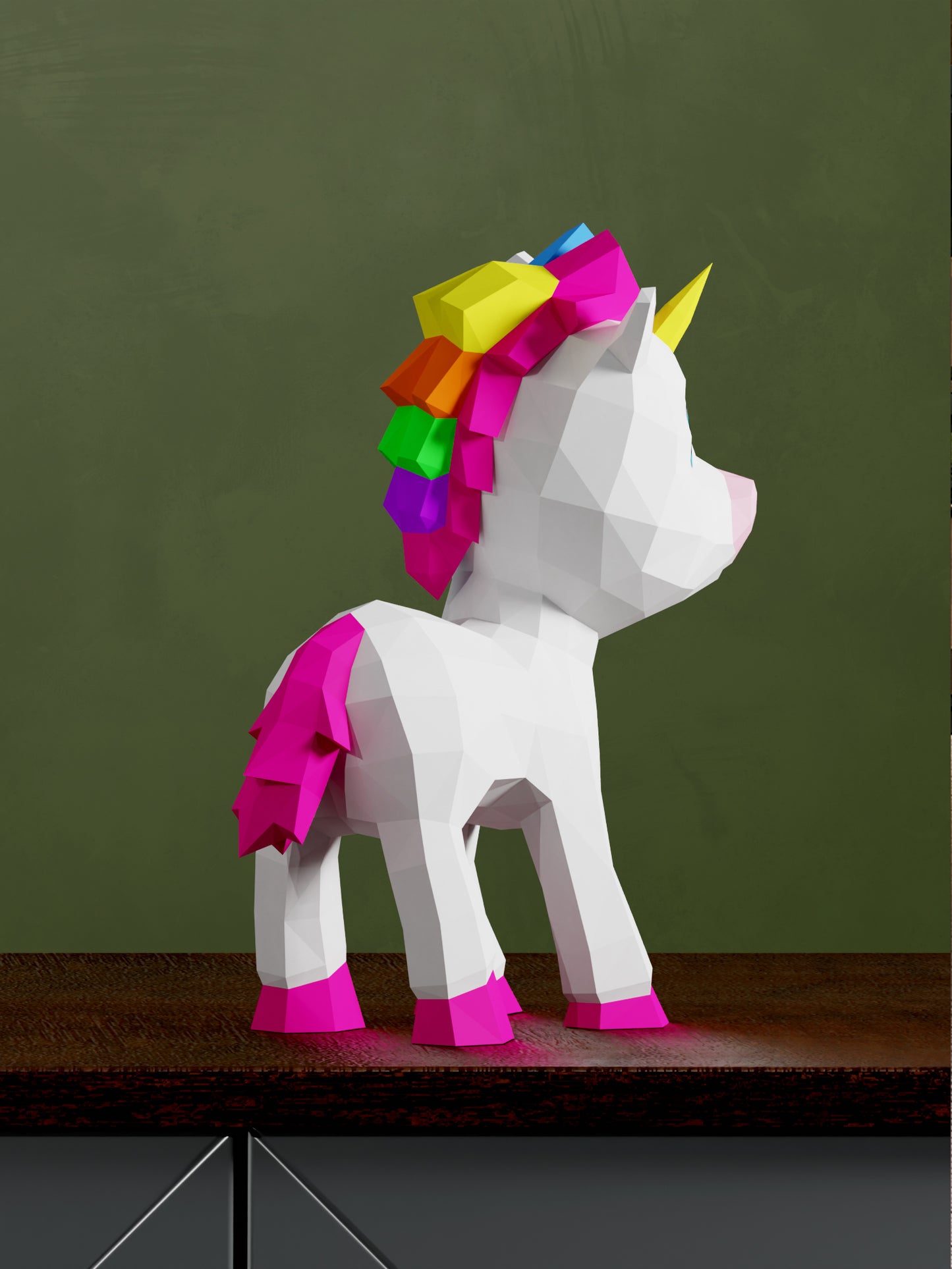 3d Papercraft Şirin Unicorn Maketi, Kendin Yap Origami dekorasyon