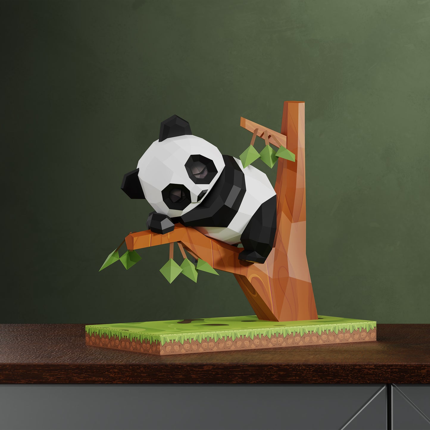 Şirin Uykucu Panda 3D Papercraft Puzzle - El Yapımı Kağıt Model Kit