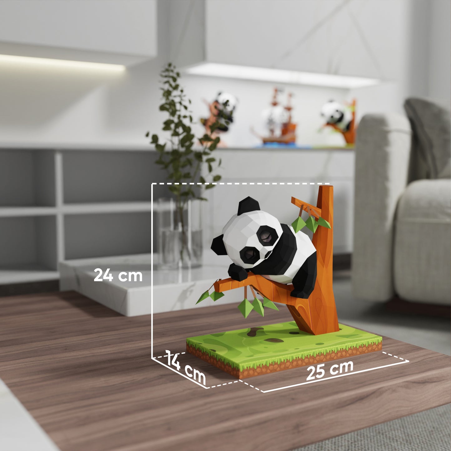 Şirin Uykucu Panda 3D Papercraft Puzzle - El Yapımı Kağıt Model Kit