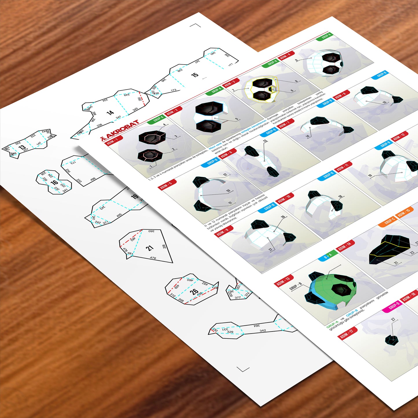 Şirin Uykucu Panda 3D Papercraft Puzzle - El Yapımı Kağıt Model Kit
