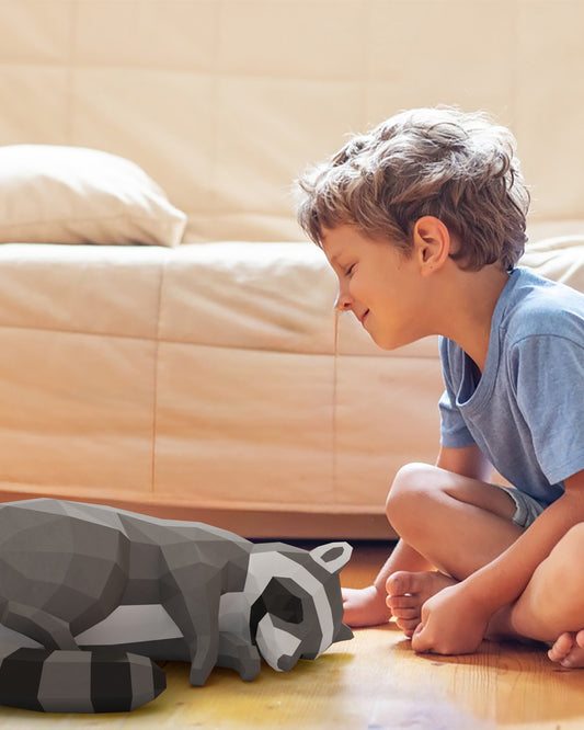 Uyuyan Rakun 3D Papercraft Maket