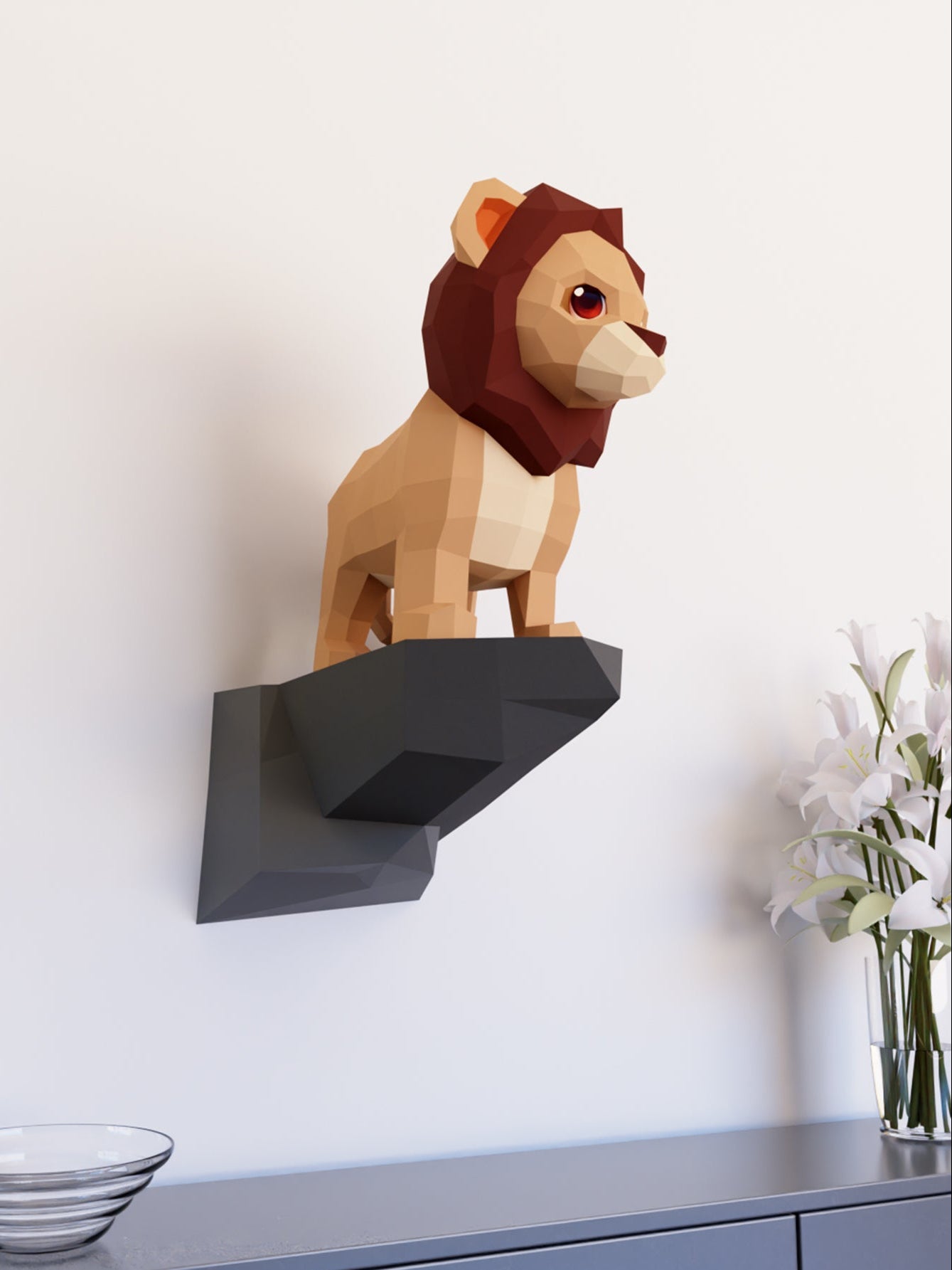 Yavru Aslan Kral Duvar Dekoru 3D Papercraft Maket
