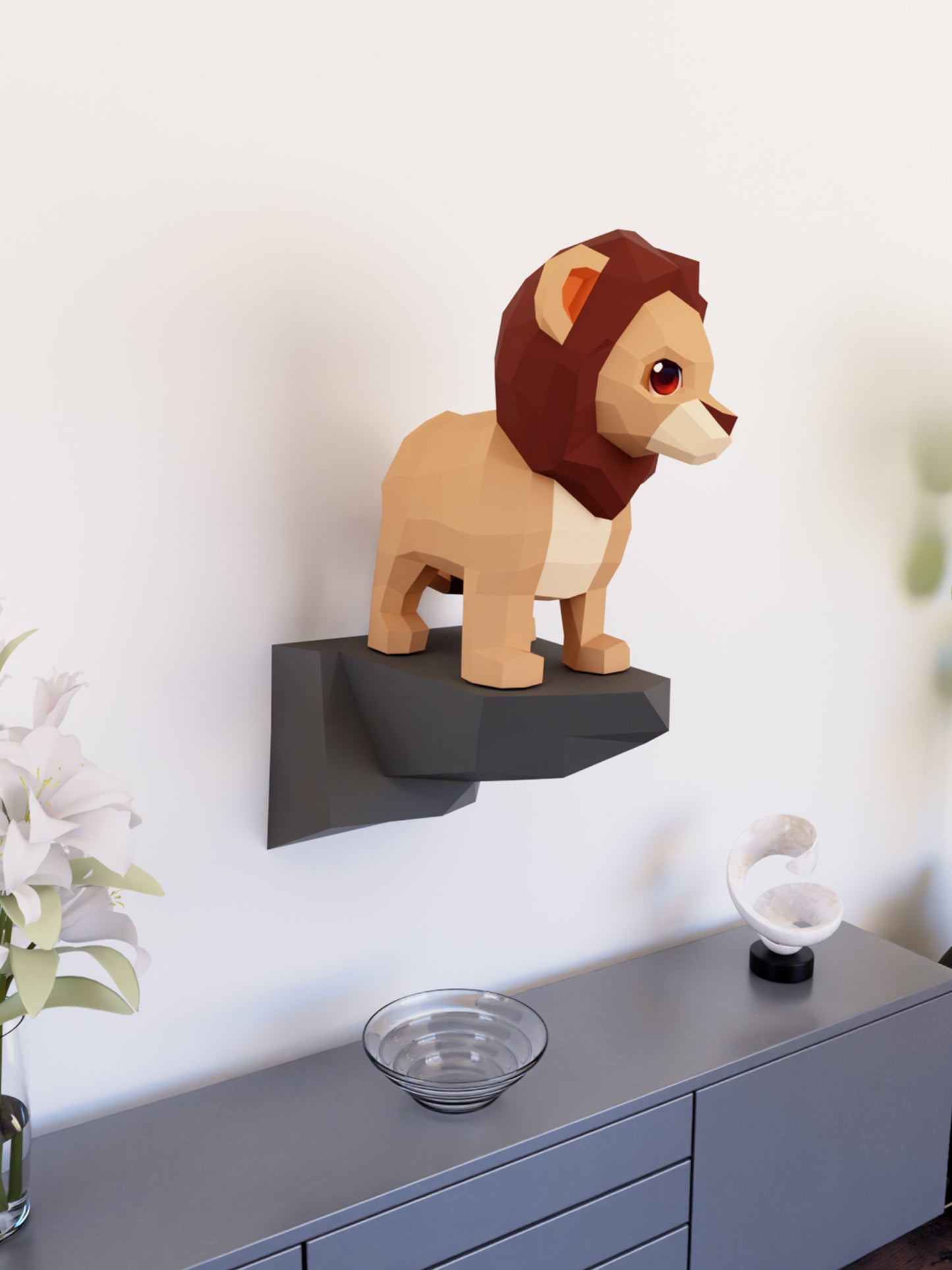 Yavru Aslan Kral Duvar Dekoru 3D Papercraft Maket