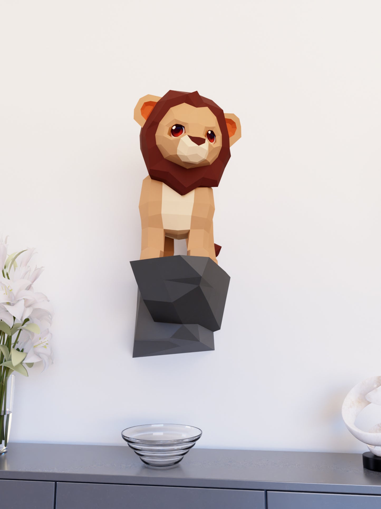 Yavru Aslan Kral Duvar Dekoru 3D Papercraft Maket
