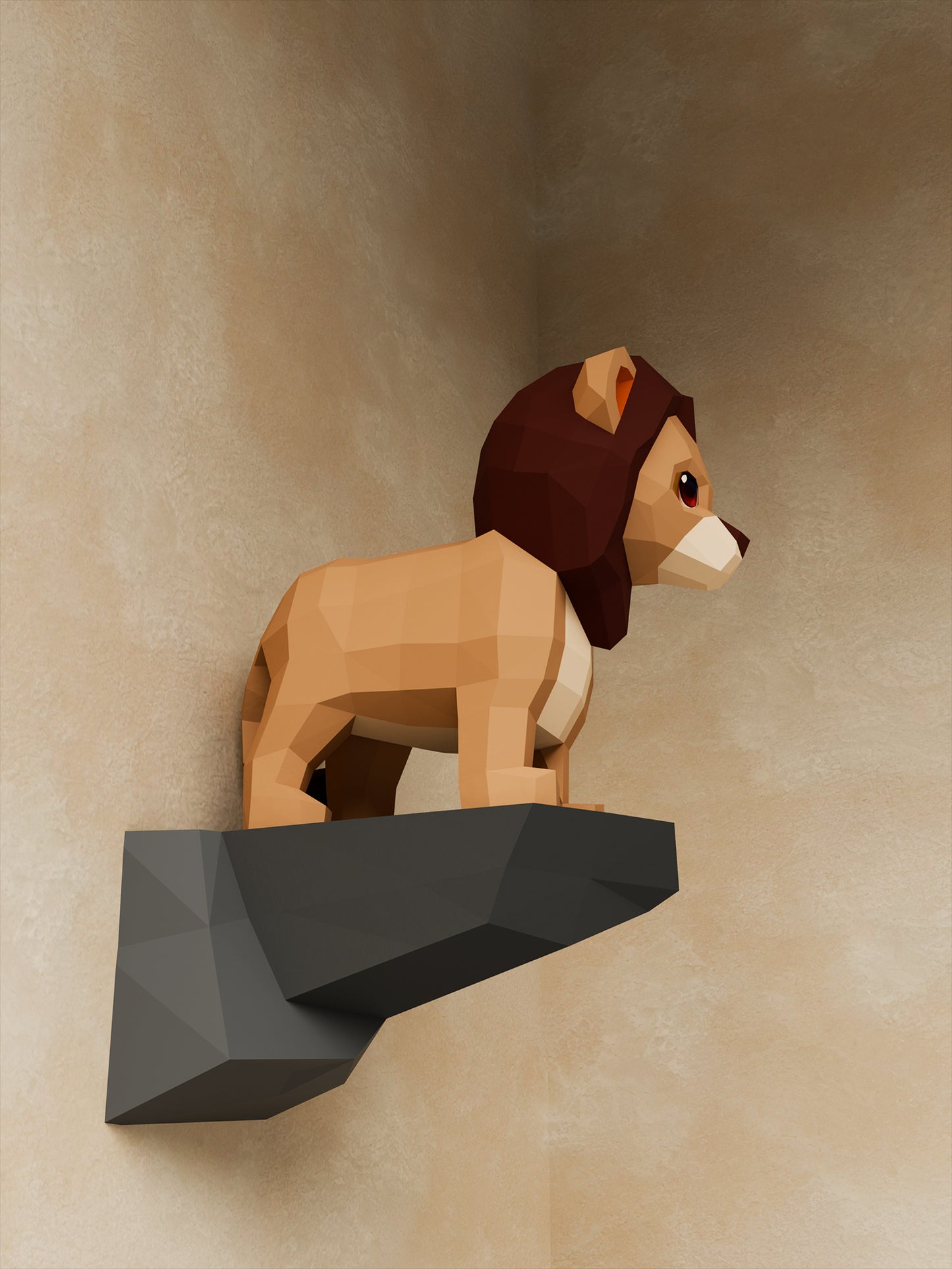 Yavru Aslan Kral Duvar Dekoru 3D Papercraft Maket