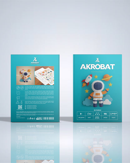 AKROBAT 3D Papercraft Duvar Dekoru – Sevimli Astronot, Gezegen, Yıldız & Bulut Modeli | Kolay Montaj, Kesimsiz, Çocuk & Genç Odası