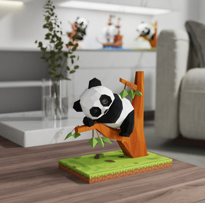 Cute Sleepy Panda 3D Papercraft Puzzle - Handmade Paper Model Kit