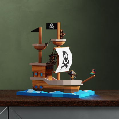 Korsan Gemisi ve Mürettebatı 3D Papercraft Puzzle - El Yapımı Kağıt Model Kit (Kopya)