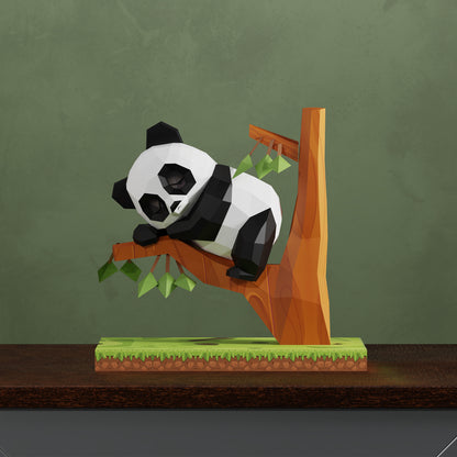 Cute Sleepy Panda 3D Papercraft Puzzle - Handmade Paper Model Kit